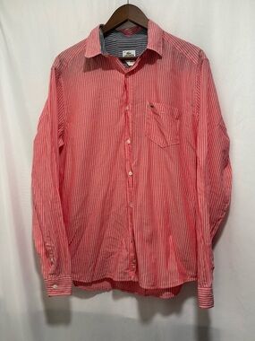 Lacoste Slim Tailored Fit Pink Stripe Men’s Button Down Shirt Size 42/L
